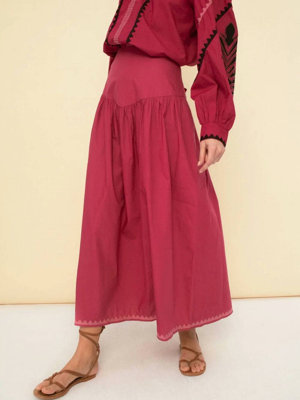 NEW SONMER a-line flared skirt in cherry